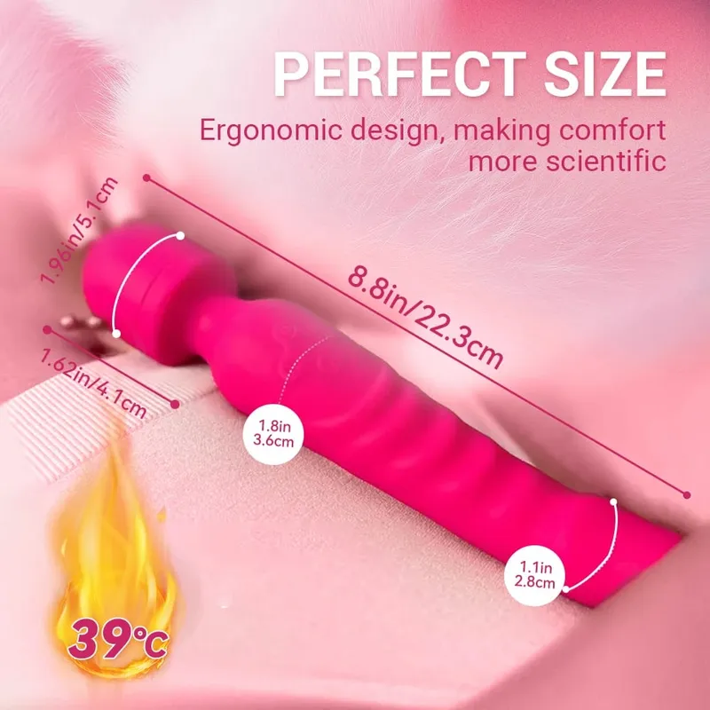 Powerful AV Vibrator Dildos Magic Wand for Women Clitoris Stimulator G Spot Vagina Massager Heating Adult Sex Toys for Female