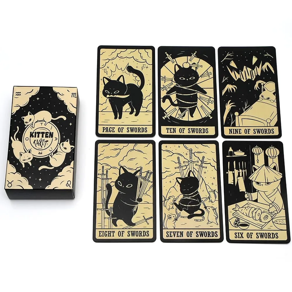 78pcs Cards Deck Kitten Tarot Cards Oracle Card Fate Divination Leisure Entertainment Family Gatherings Tarot Card Board Game — image 1