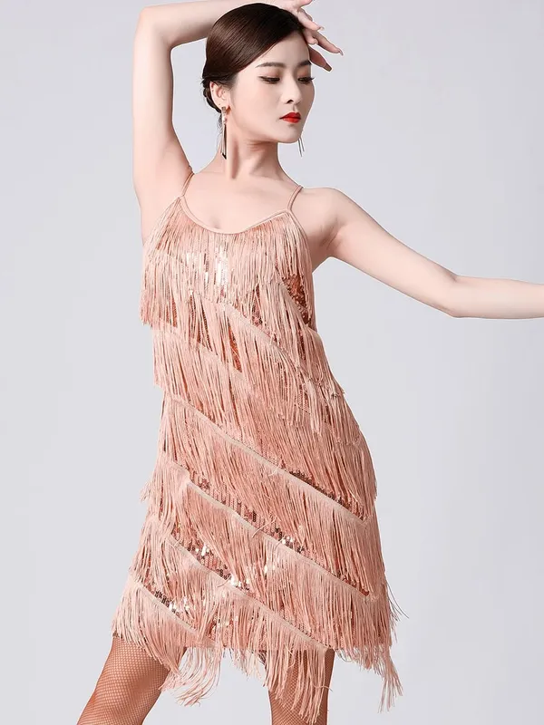 Wanita 1920-an Vintage Great Gatsby Party Dress Sequin Dress Seksi V-Neck Summer Cami Dress Gold Fringe Dress Vestidos Flapper Costumes — image 16
