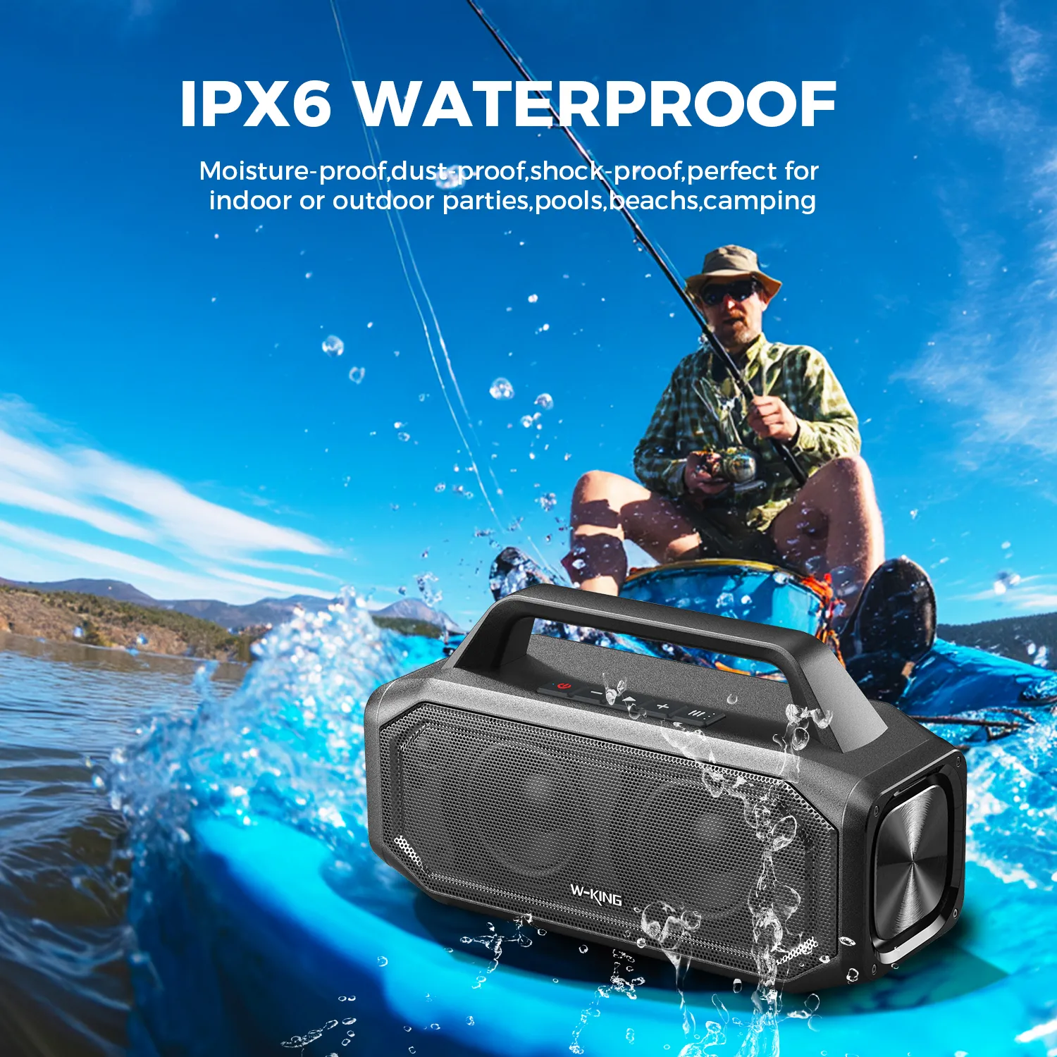 BT261-2 80W Speakers Bluetooth Wireless Portable Outdoor Speakers Loud with Bass Boost Stereo Pairing Reverse Charging IPX6 Waterproof