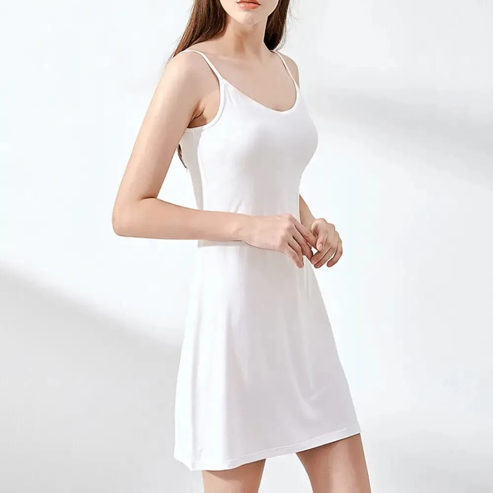 Plus Size Full Slips Dresses For Women Thin Summer Petticoat Underskirt Dress Sleeveless Inner Vest Dress — image 3