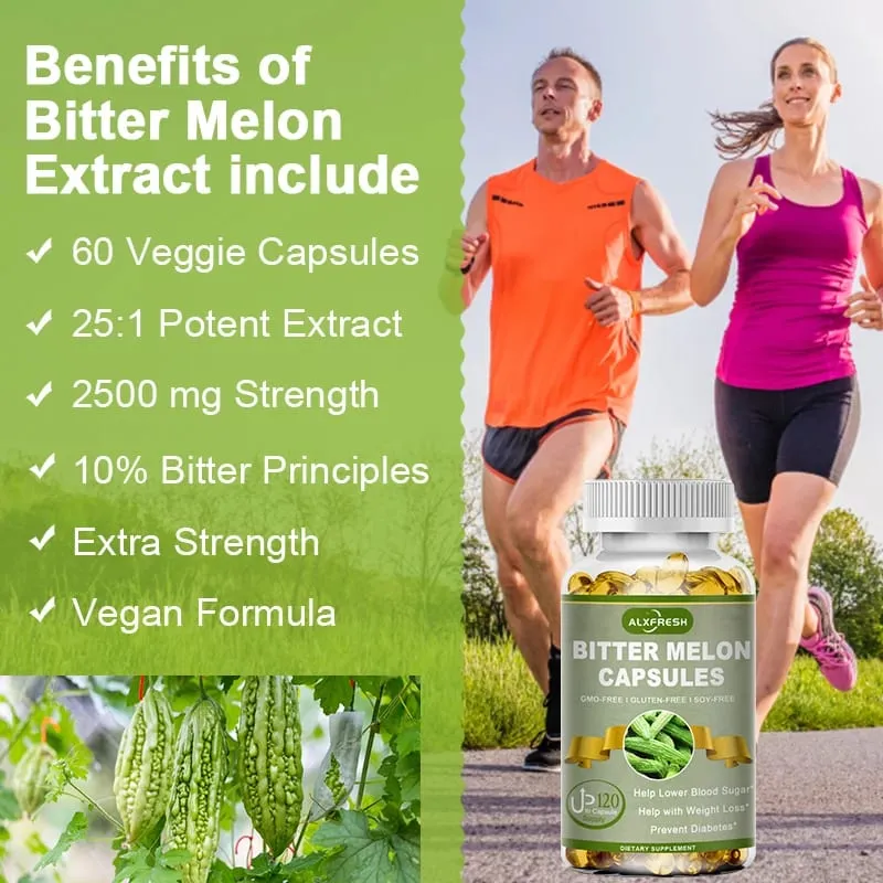 Alxfresh Extra Strength Melão Amargo 2500 mg Suplemento 16:1 Padronizado e Concentrado 100% Vegetariano Sem Glúten Não OGM — image 4