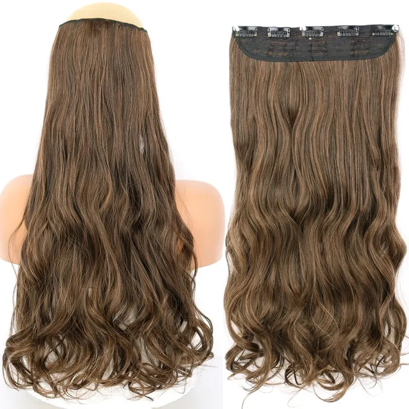 32inch Synthetic Hair Extensions One Piece 5 Clips Long Straight High Temperature Fiber Black Brown Hairpiece — image 28