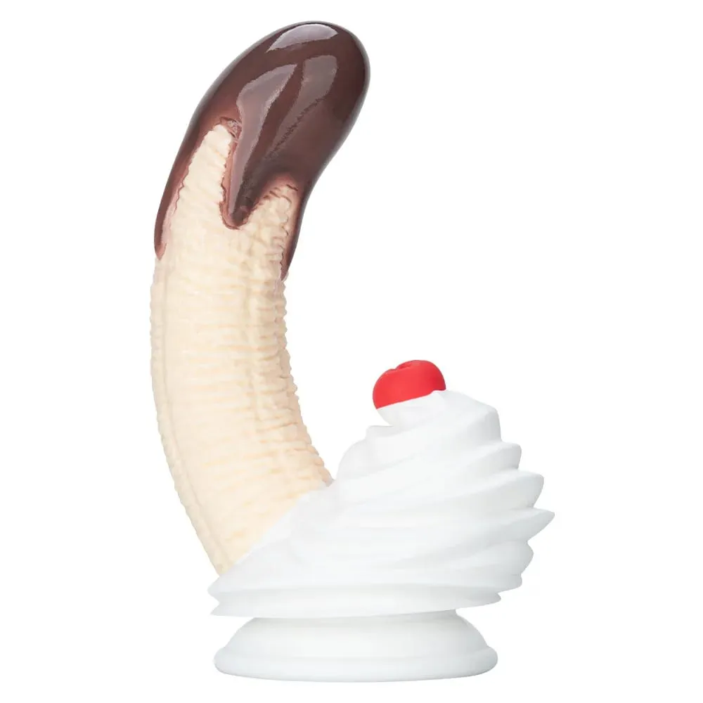 Banana Sundae Silikondildo mit starkem Saugnapf, cremefarbenes und Kirschdesign, drei Größen, Sexspielzeug aus lebensmittelechtem Silikon für Unisex — image 2