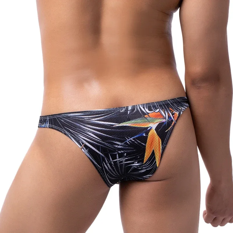 Slip imprimé homme sous-vêtements Sexy Slip Hombre Bikini slips homme U convexe caleçon Cuecas Calzoncillos maille hommes Lingerie