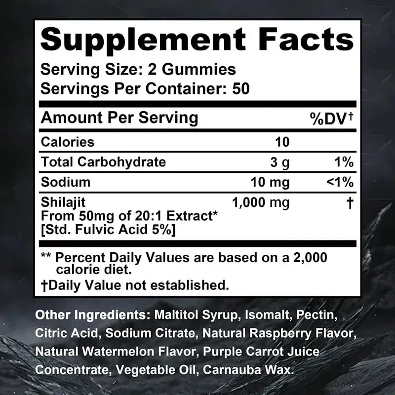 Shilajit Gummies - Energy Level Memory and Focus Support Relieve Stress Overall Health — image 3