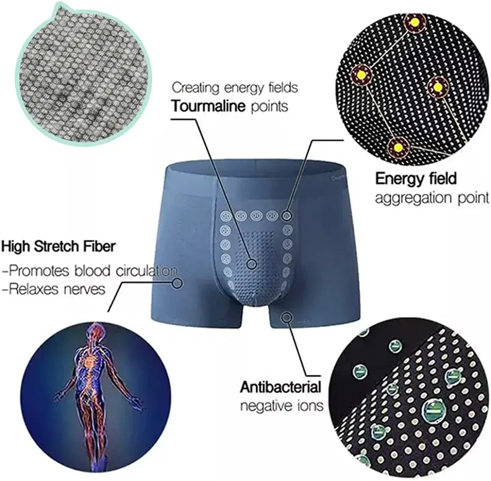 Eft Energy Field Therapy Men's Underwear 3pcs/set Boxer Pants Man Boxer Briefs Magneticfit Pants Breathable Bottom U Convex Pant