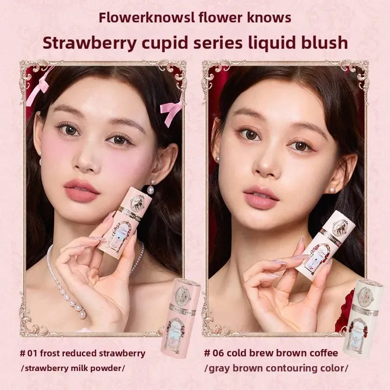 Flower Knows Strawberry Cupid Set trucco professionale per donna Kit completo Confezione regalo Ombretto Crema labbra Blush Set in polvere compatta — image 3
