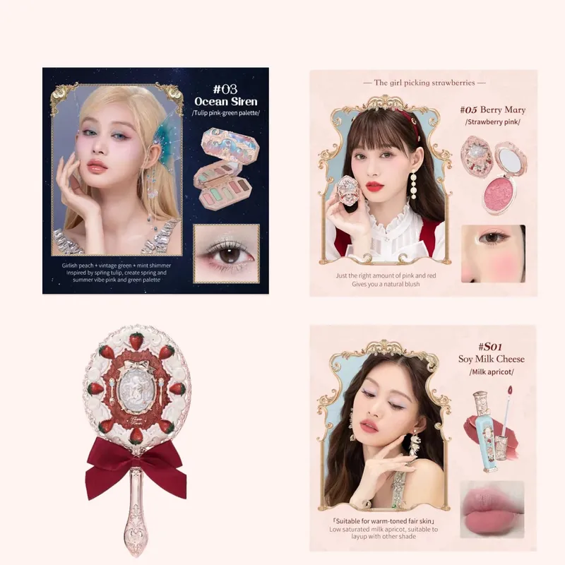 Flower Knows Full Makeup Set Strawberry Rococo Glitter Matte Lipgloss Blush Power Velvet Lipstick Kit Perfume Sets — image 15