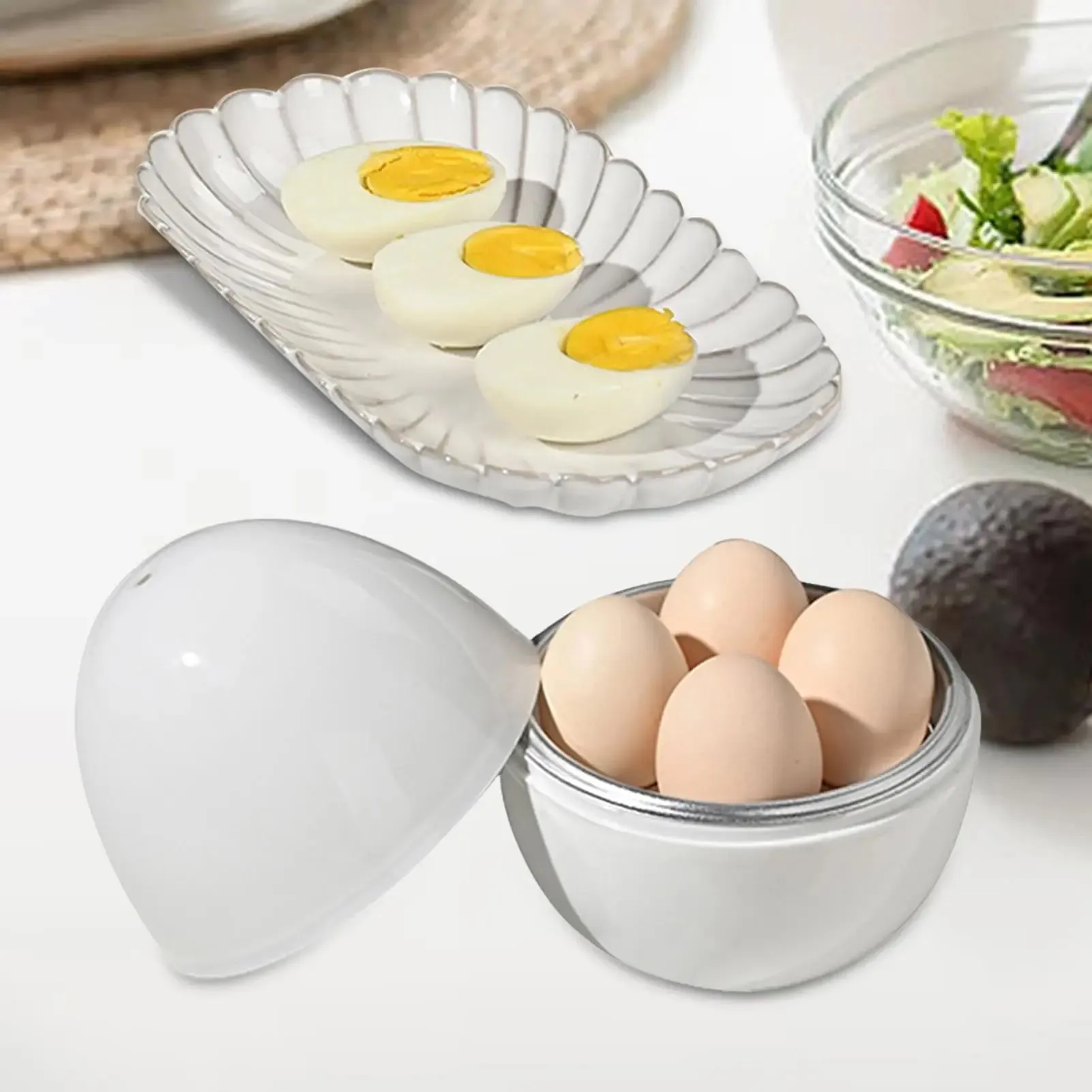 Pengukus Telur Microwave Pemburu Telur Rebus dengan Tutup Pengukus Telur untuk Telur Rebus Keras Lembut Peralatan Dapur untuk Merebus Telur Cepat — image 5
