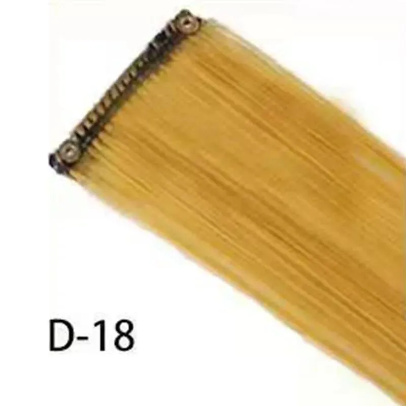 Synthetic 10Pcs colorful Hair Extensions Clip in Colored Party Highlights Extension for Kids Girls Long Straight Hairpiece — image 29