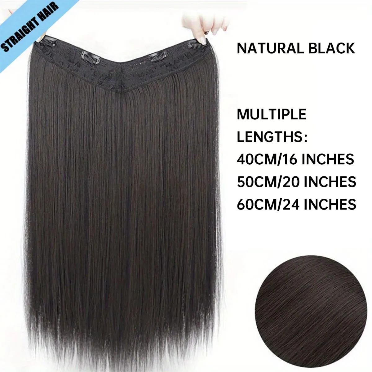 Synthetic Long Straight Hair Extensions with Clip In One Piece Perfect for Women's Hair Accessories Hair Clips Hair Accessories