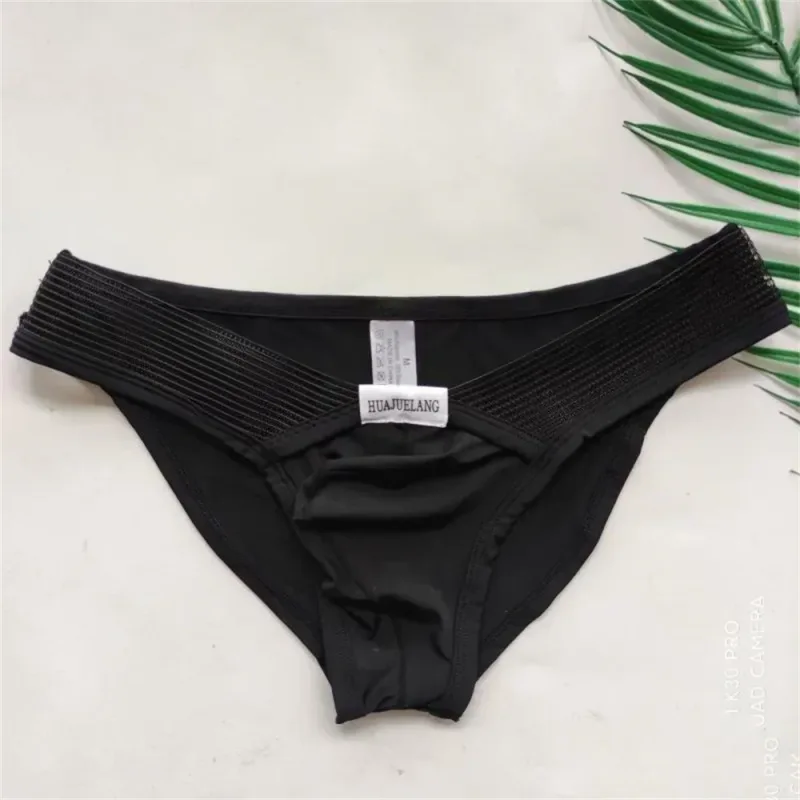 Hot Hollow Men's Sexy Iice Silk Underwear Men Comfy Breathable Low-Waist Panties Breathable Low-waist U Convex Briefs — image 3