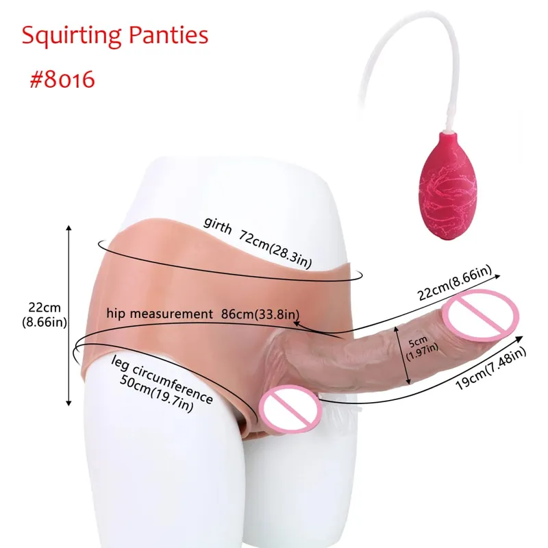 Sort nøgen strop stor realistisk udløsning dildo silikone sprøjtende trusser med simuleret solid penis sexlegetøj til kvinder