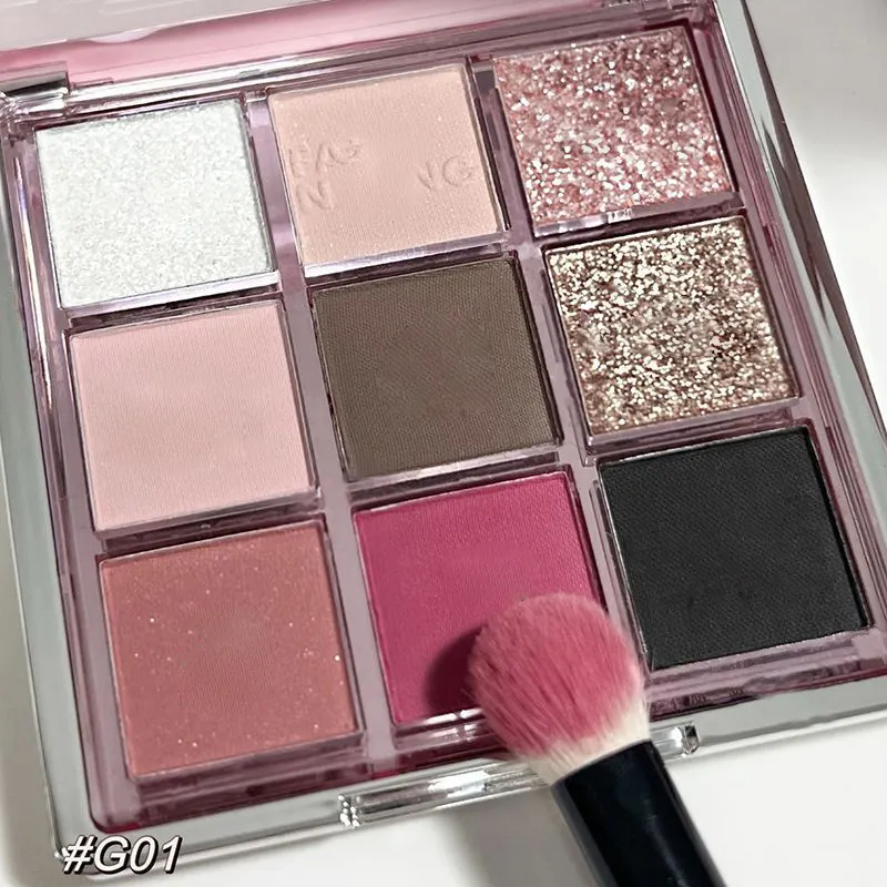 9 Colors Eyeshadow Palette Sweet Cool Girls Punk Smokey Black Grey Eye Shadow All-in-One Palette Matte Eye Contouring Eye Makeup