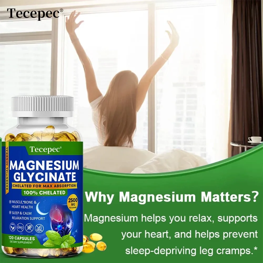 Magnesium Glycinate Supplement Highly Absorbed Supports Muscle Relaxation and Recovery Maximum Bioavailability 120 Capsules — image 5