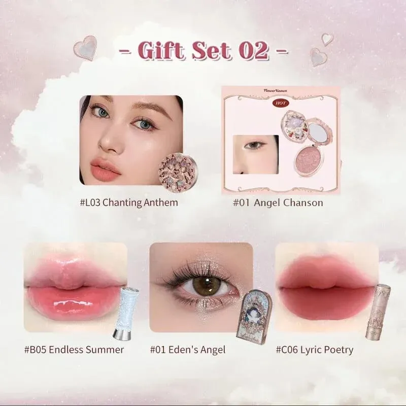 Flower Knows Makeup Kit Full Professional Makeup Gift Set Mermaid Eyeshadow Angel Highlight Swan Lipstick 5 piece set — image 3