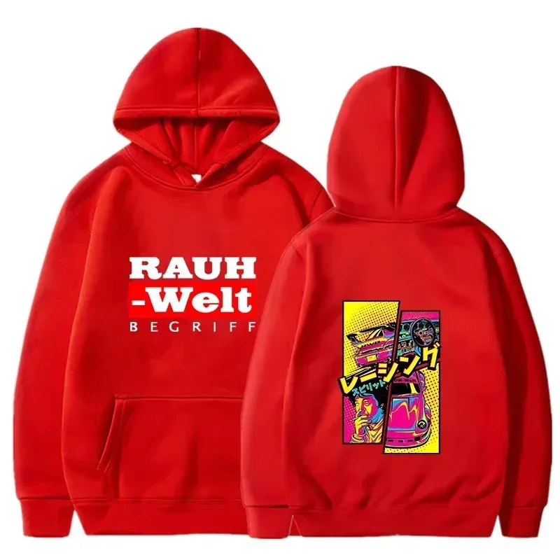 Felpa con cappuccio Rauh Welt Car Widebody Tuning JDM Racing Pop Art Comic Estetica Felpa casual oversize nera a maniche lunghe — image 6