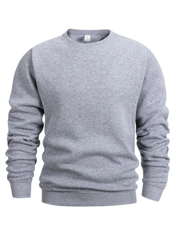 Men's Crew Neck Sweatshirts Solid Color Sweatwear Spring Outdoor Casual Daily Long Sleeve Pullover Hoodie Man Sportswear — image 5