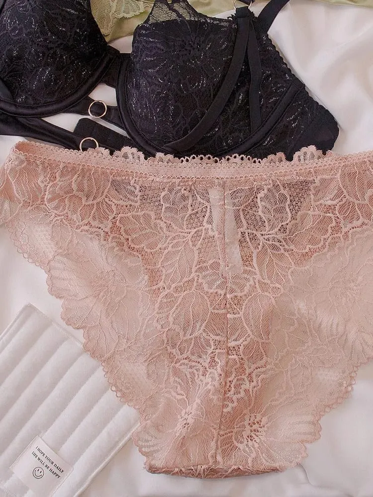 Balconette Lingerie Set French Lace - Underwire Lift Support for Petite Delicate Sheer Bralette Tushy Comfort Sexy Lace Trim — image 1