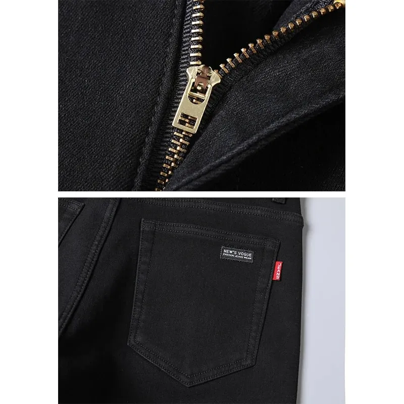 Plus Size Men's Solid Barrel Denim Pants For Spring Fall Casual Black Trendy Jeans For Men — image 7