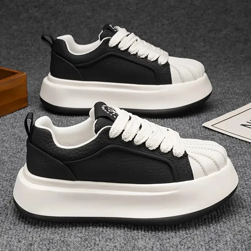 Novos sapatos masculinos de sola grossa aumentando a altura confortável leve versátil sapatos na moda e minimalista calçados esportivos casuais