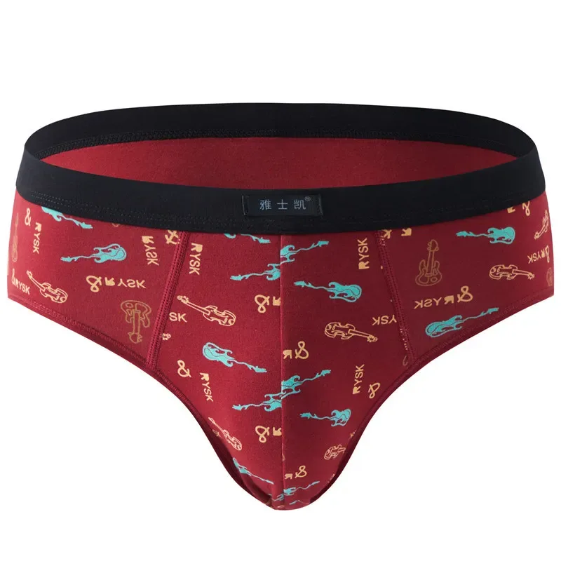 Cotton Man's Underwear Plus Size Briefs Sexy Underpants Breathable Briefs Bikini Gay Print Shorts Cueca Male Panties