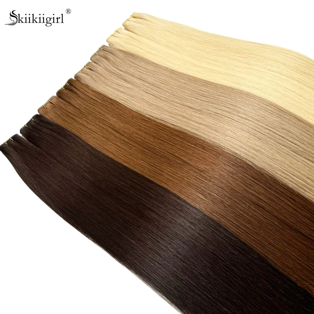 Genius Weft Human Hair Extensions 50G Remy Human Hair Invisible Brazilian Hair Extensions Hair Bundles — image 4
