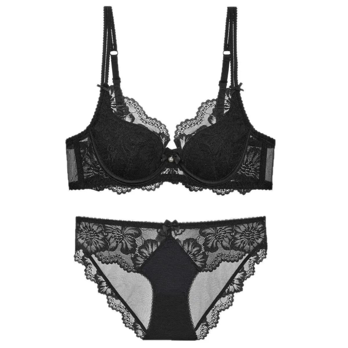Ladies Embroidered Lace Bra Underwear Set with Soft Steel Hoop Soft and Breathable Two Piece Set Close Fitting Underwear