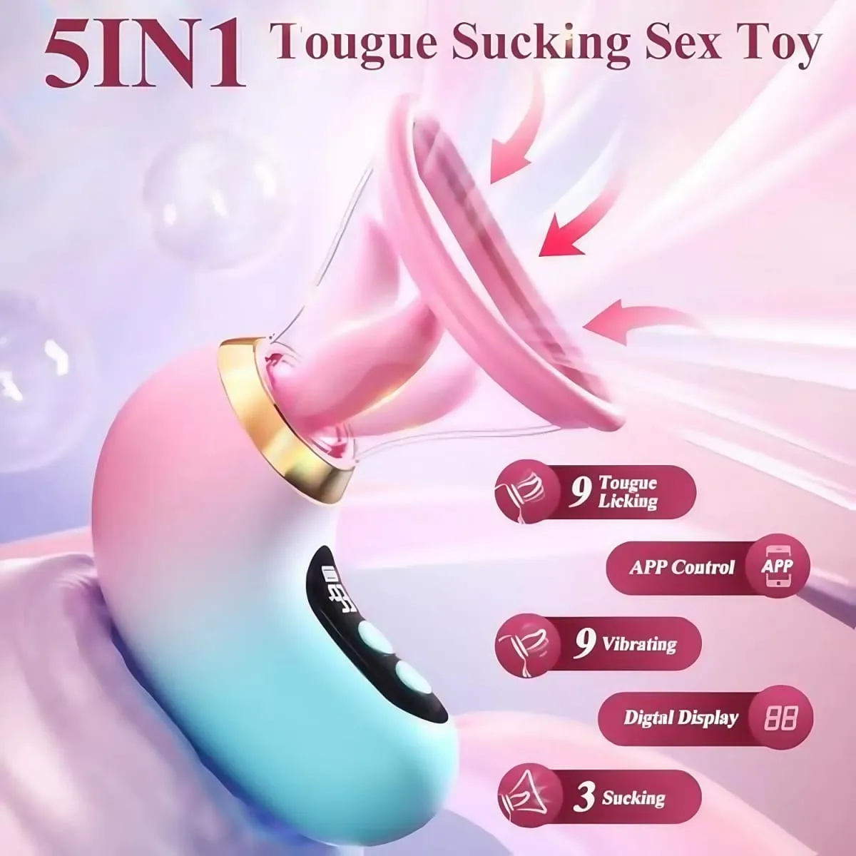 5IN1 Clitoris Sucker Vibrator Tongue Licking Nipple Vagina Massager APP Control Clit Stimulator LCD Display Sex Toy for Women