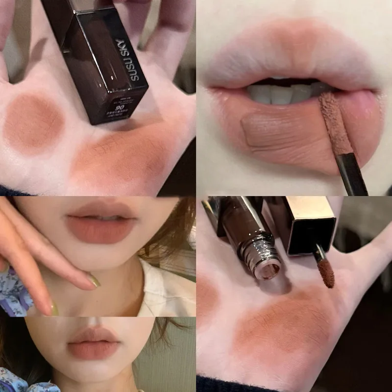 Waterproof Punk Gothic Matte Black Lipstick Purple Lipgloss Makeup Mousse Lip Mud Dark Red Brown Lipstick Non-stick Cup Lip Tint — image 10