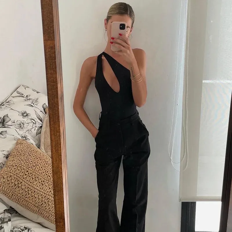 Nibber Solid Elastic Aesthetic Print Bodysuit Women 2021 Sexy Halter Backless panelled One Piece Female Elastic Summer Swimsuit