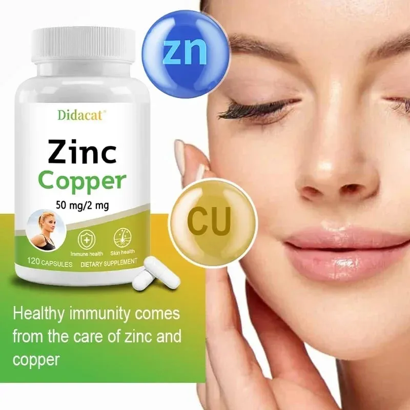 Zinc (Zinc Gluconate) 50 Mg + Copper (Copper Sulfate) Vegetarian Capsules - Gluten Free and Non-GMO 2-in-1 Mineral Formula — image 2