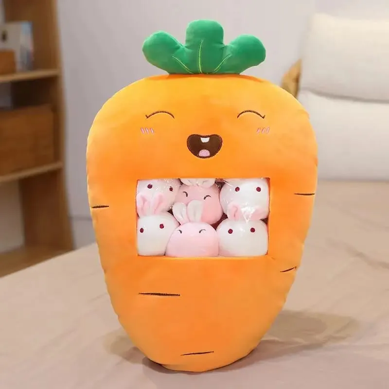 Six Small Toys Inside Cute Cartoon Fruit Plush Pillow Soft Stuffed Sofa Cushion Homdecor Pillow Backrest Children's Gift — image 12