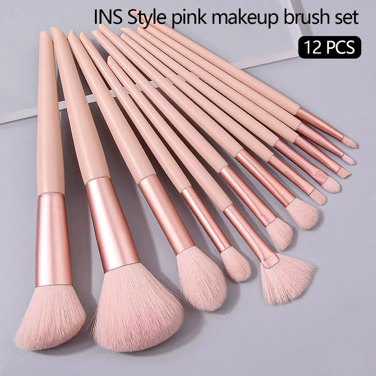 12Pcs Pink Makeup Brush Set Make Up Concealer Blush Powder Brushes Eye Shadow Highlighter Foundation Brush Cosmetic Beauty Tools — image 1
