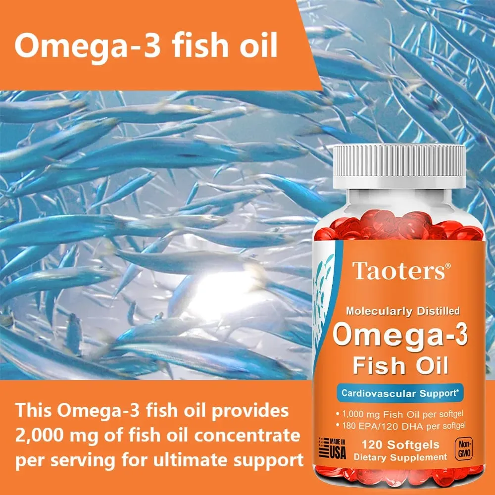Omega 3 Fish Oil Capsules DHA EPA Soft Gels Non-GMO Gluten Free Dietery Supplement