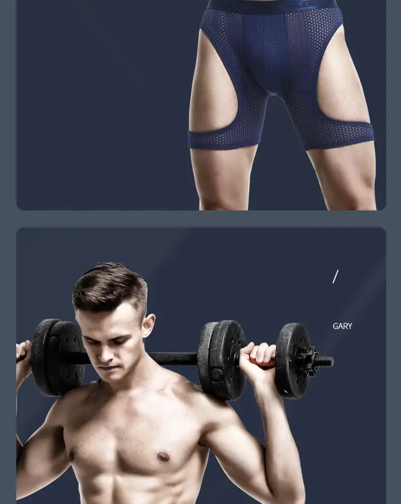 Sports Underwear Men's Fitness Ice Silk Thin Training Quick Drying Running Extended Anti-Wear Leg Non-Wearing Boxer Briefs — image 17
