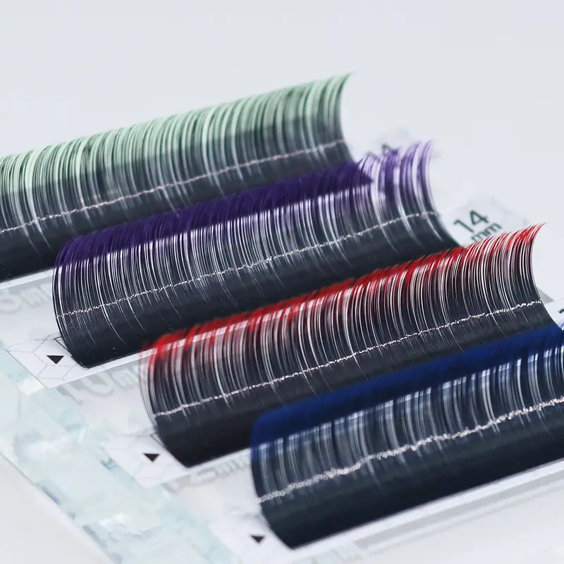 12Rows Ombre Gradient Red Green Blue Purple Color Eyelash Extension Individual Faux Mink False Eye Lashes Makeup — image 2