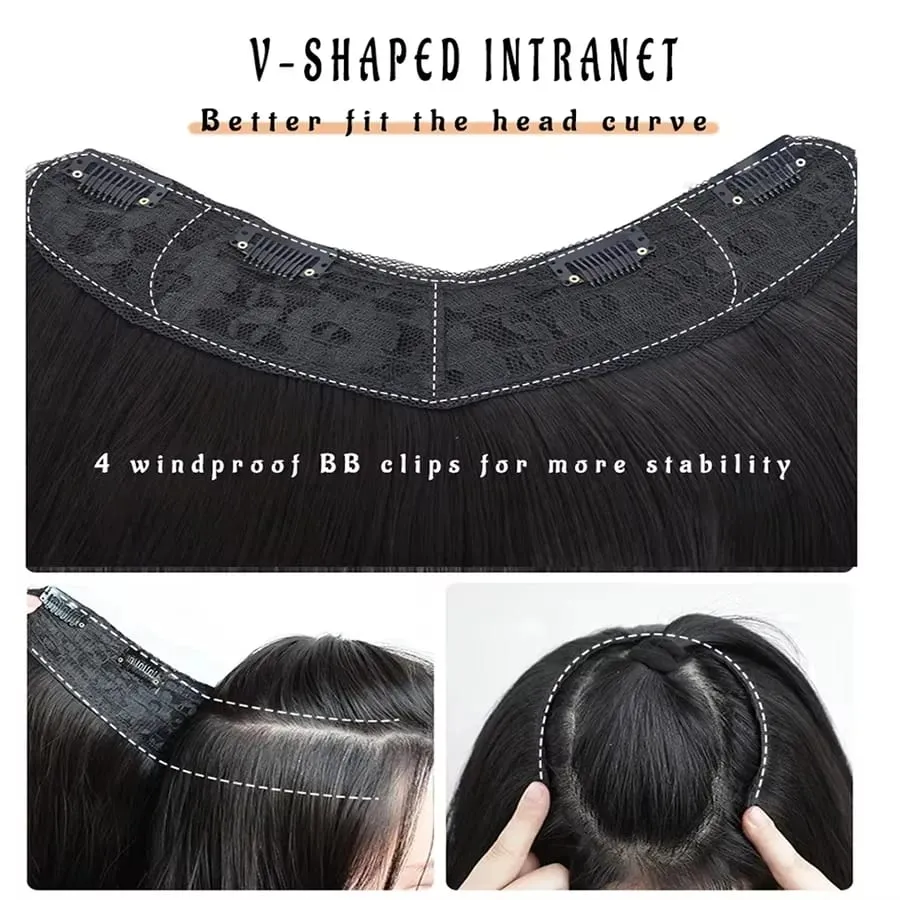 Synthetic Wig Women's Traceless Invisible U-shaped Long Straight Hair Natural Extension Wig for Daily Party Halloween Christmas — image 6