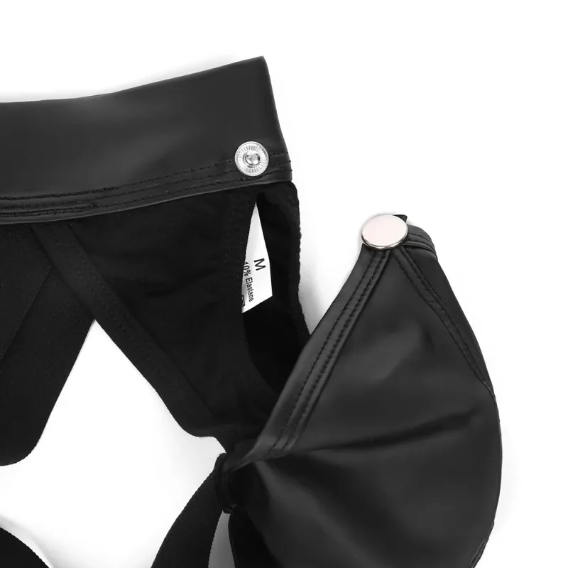 Intimo da uomo perizoma in ecopelle con custodia staccabile, mutande a vita bassa con culo aperto per un uso confortevole — image 13