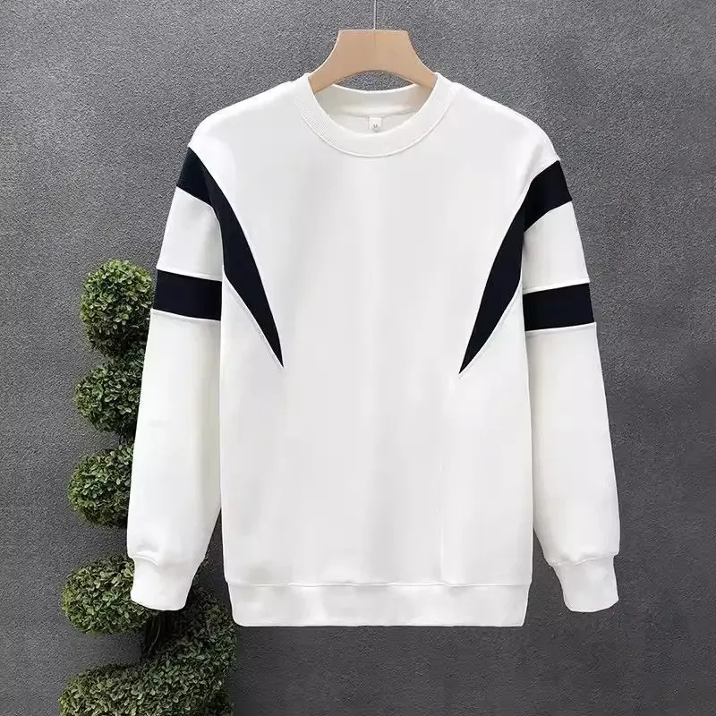 Men Clothing Trend Contrast Patchwork Lazy Style Hoodies Sweatshirts Spring Autumn Long Sleeve Loose Fashion Tops Korean Casual — image 2