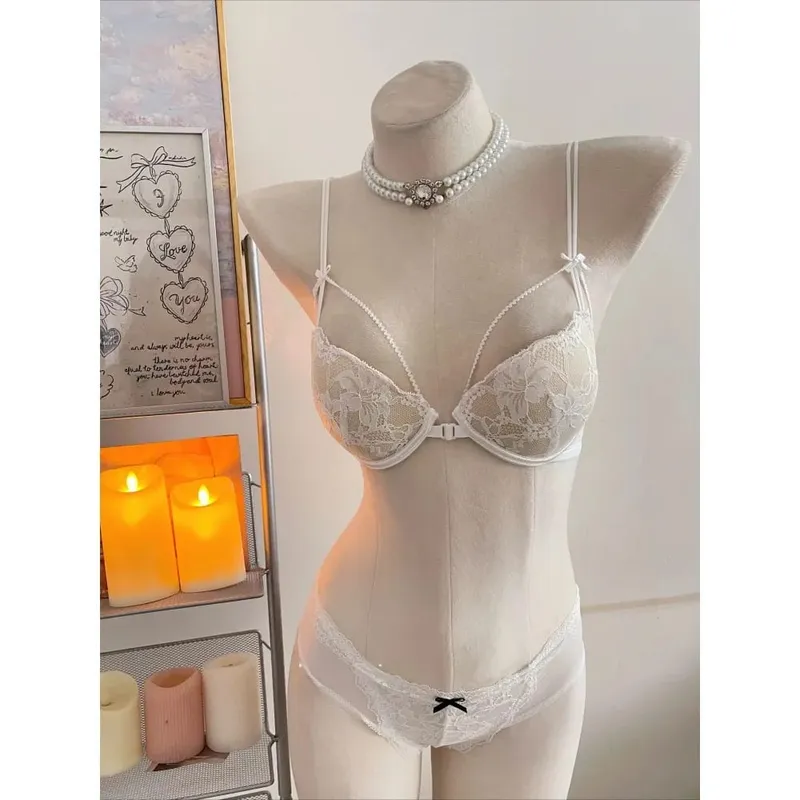 Womens Beauty Back Lace Bra Front Closure Design No Underwire Thin Straps Breathable Lingerie For Small Bust 32-38 Casual Wear — image 7