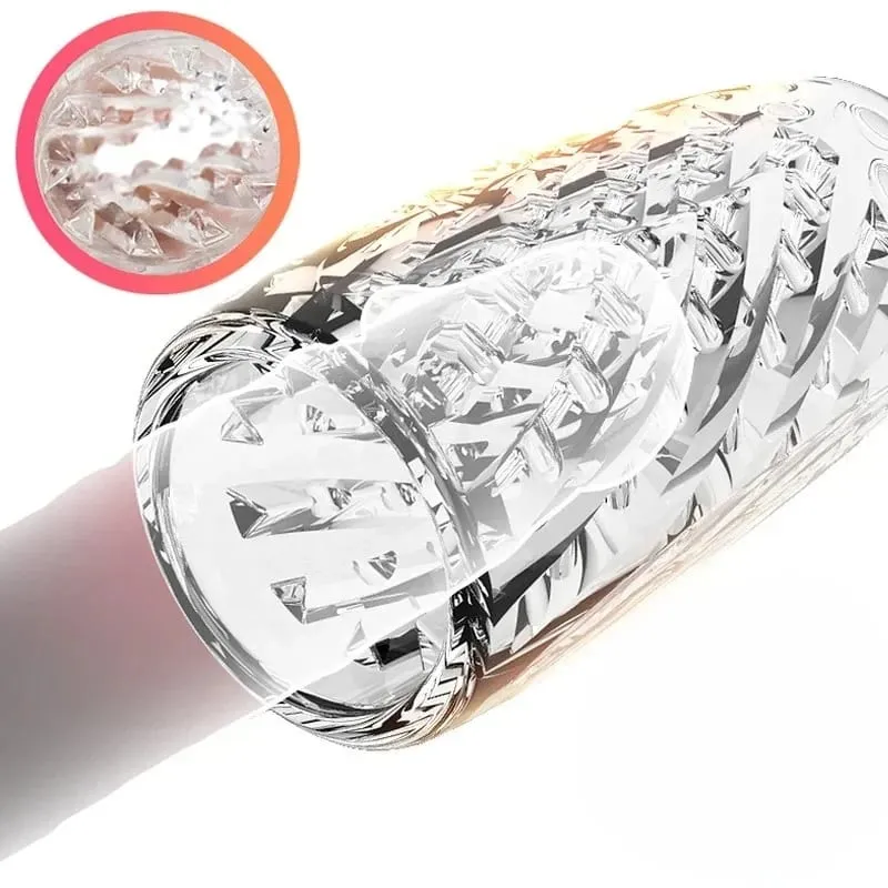 9cm Transparent Male Masturbator Artificial Pussy Vaginal for Men 18 Glans Sucking Penis Pump Spikes Exerciser Sex Toys Erotic