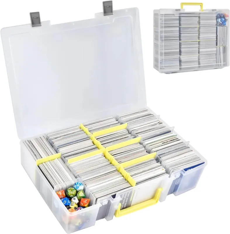 Clear Trading Card Storage Box 2300+ Cards Organizer 12 Dividers Carry Handle for TCG Yugioh CAH Baseball Football Card Box Only