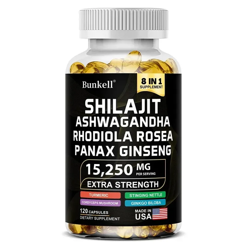 8-IN-1 Shilajit Capsules Himalaya Supplement Supports Energy Endurance Muscle Building Immune Support