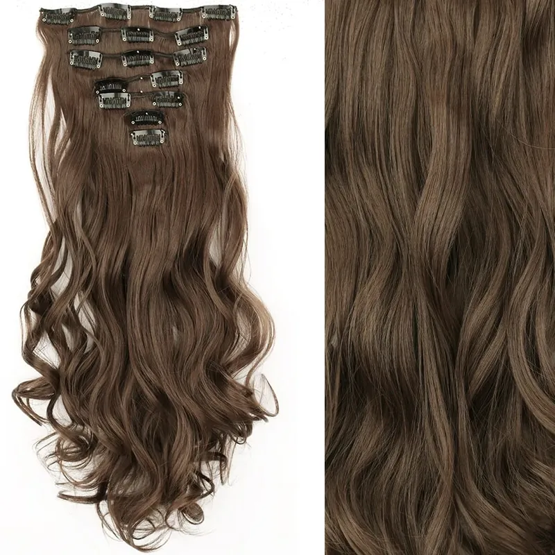 16 Clips 7Pcs/Set Hair Extensions Long Straight Natural Synthetic Black Blonde Hairpieces Heat Resistant For Women Hairstyle — image 16