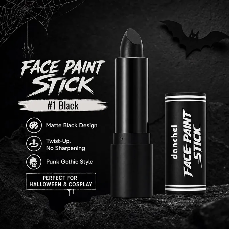 4pcs Halloween Makeup Kit Foundation Stick Black Face Painting Stick Mini Lip Liner Long-Lasting Water-Resistant Party Makeup — image 5