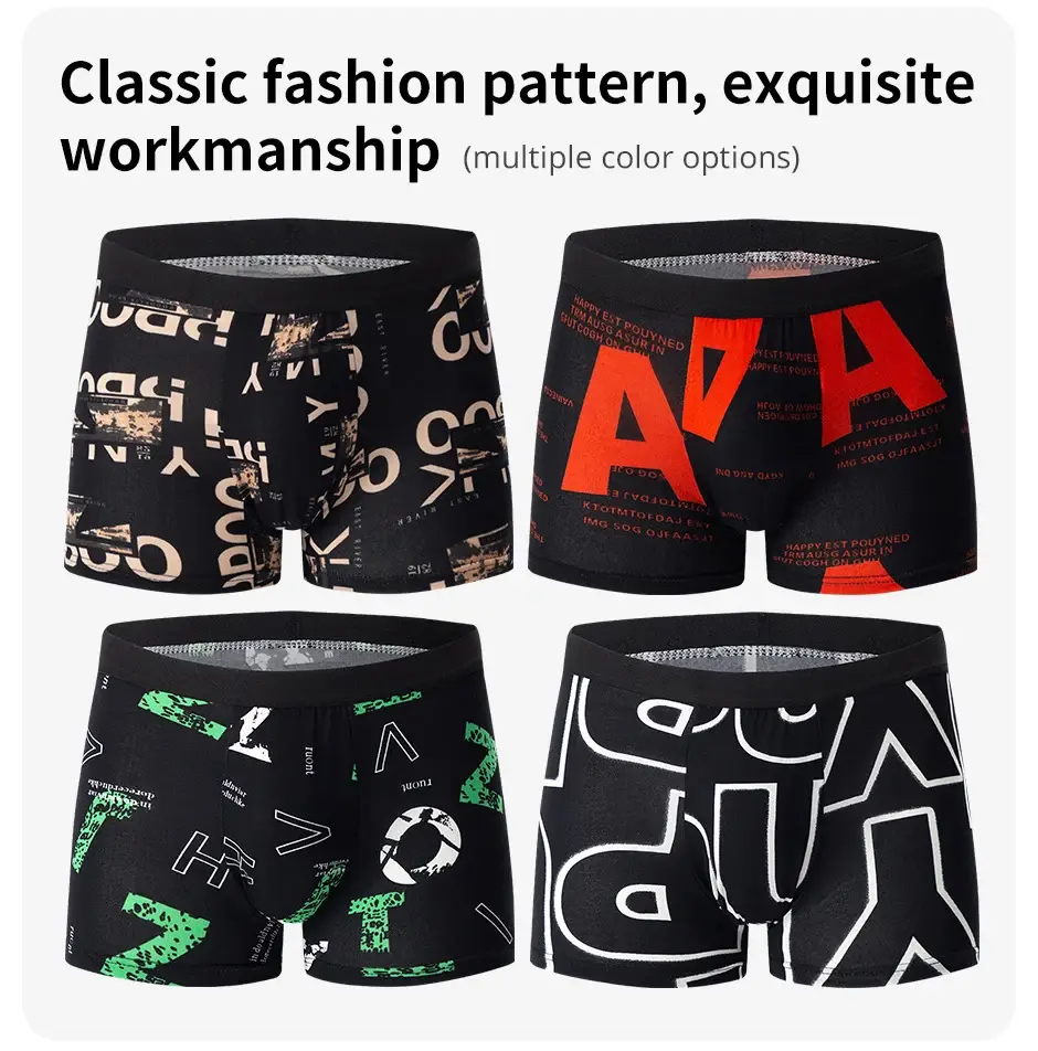 4-delig HERENMODUS Bedrukt ondergoed Ademende kruisboxers voor tieners Comfortabel grote maten ondergoed tot 6XL. — image 12