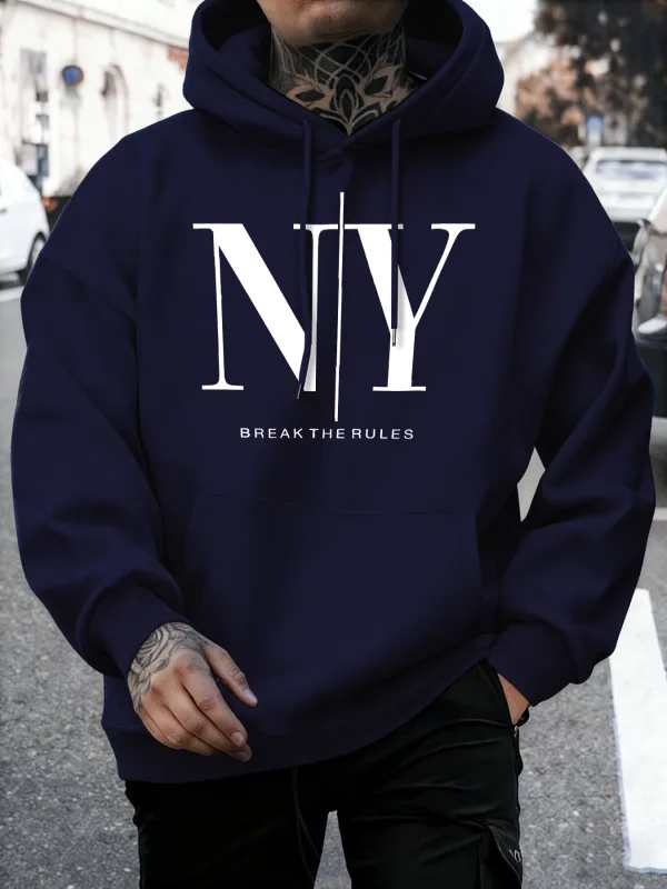 Infrangi le regole Sì No Stampe Felpe in pile autunnali Felpa con cappuccio da jogging morbida da uomo Street Comodi pullover Sport Abbigliamento sportivo allentato — image 9