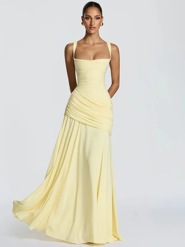 Mozision sexy maxi šaty bez ramínek bez ramínek Bodycon Ruched Club Party Dlouhé šaty Dámské